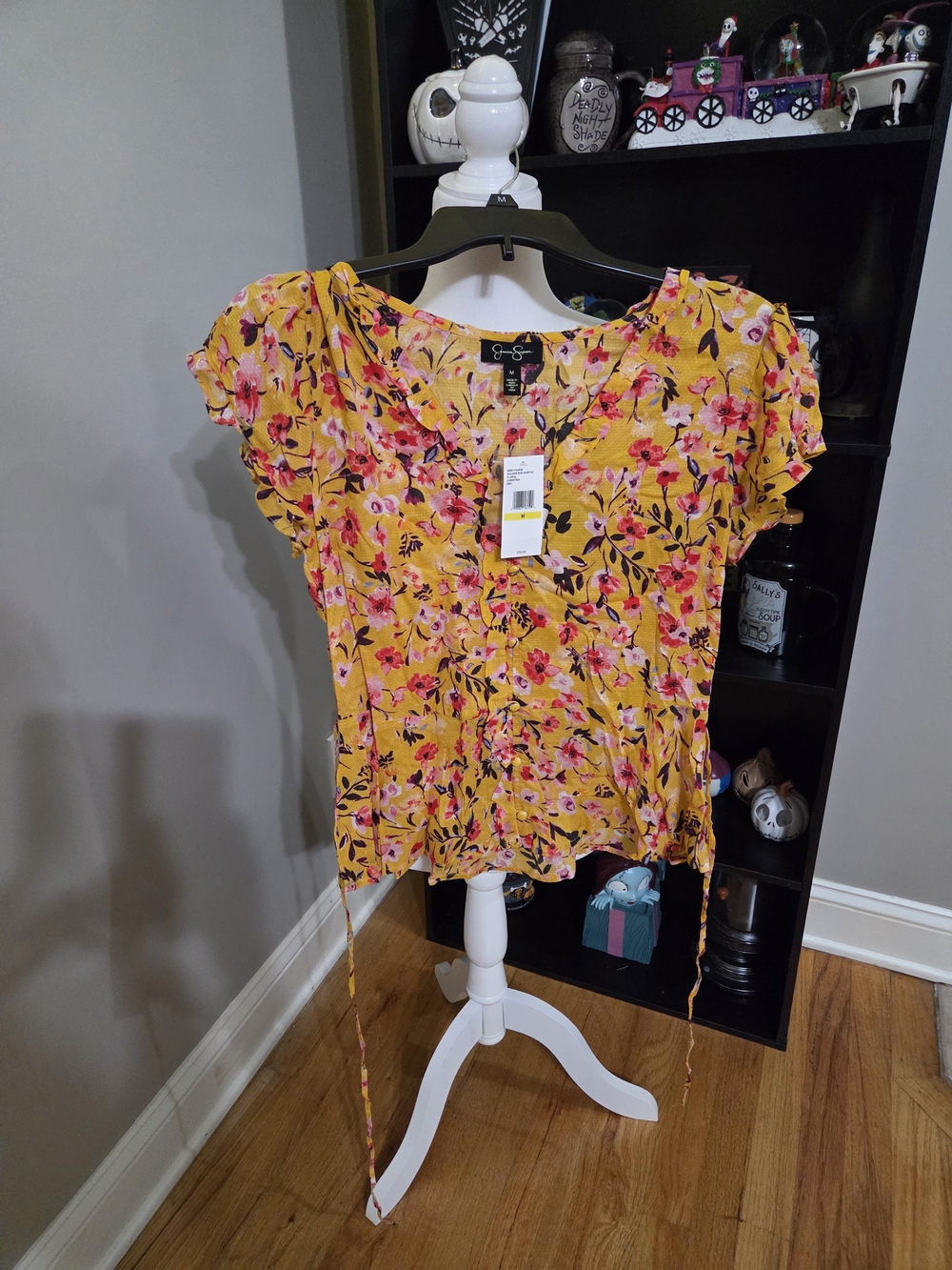 Jessica Simpson Yellow Floral Tie-Front Blouse
